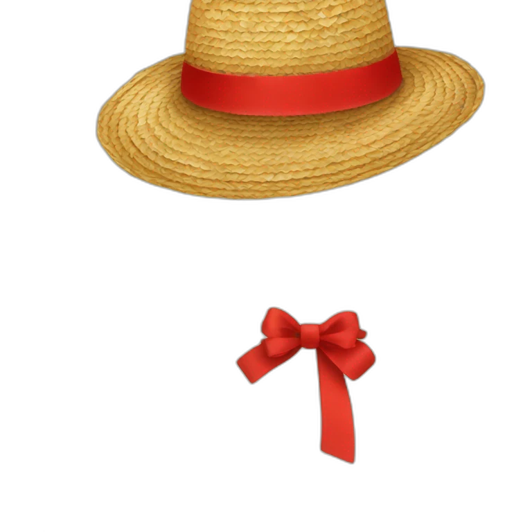 Chapeau de paille avec ruban rouge emoji