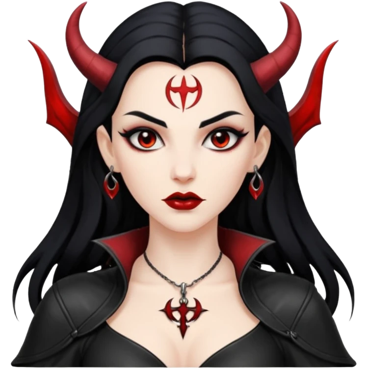 Lilith symbol seductress evil brow haired sexy succubus woman with leather on emoji