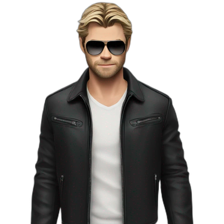 Chris Hemsworth wearing a black leather jacket emoji