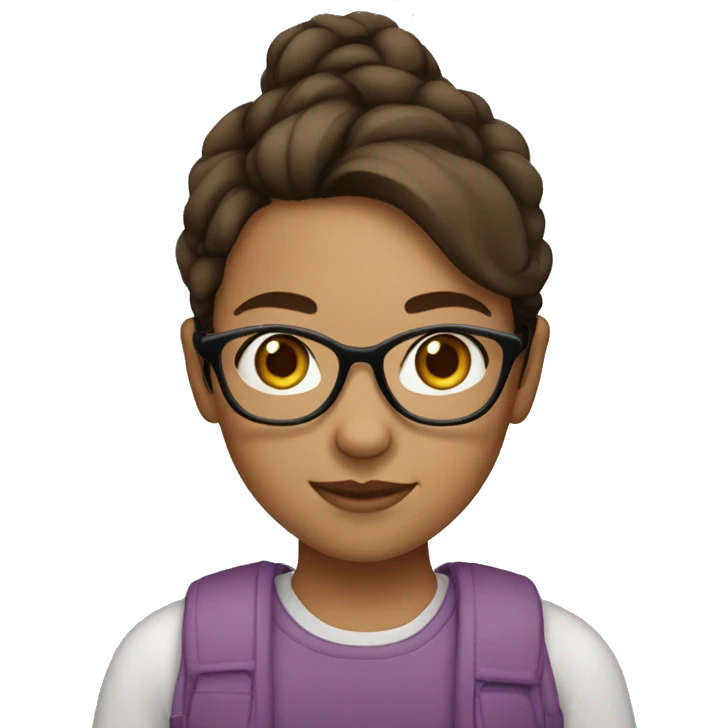 Girl with Brown hair glasses and tan skin emoji