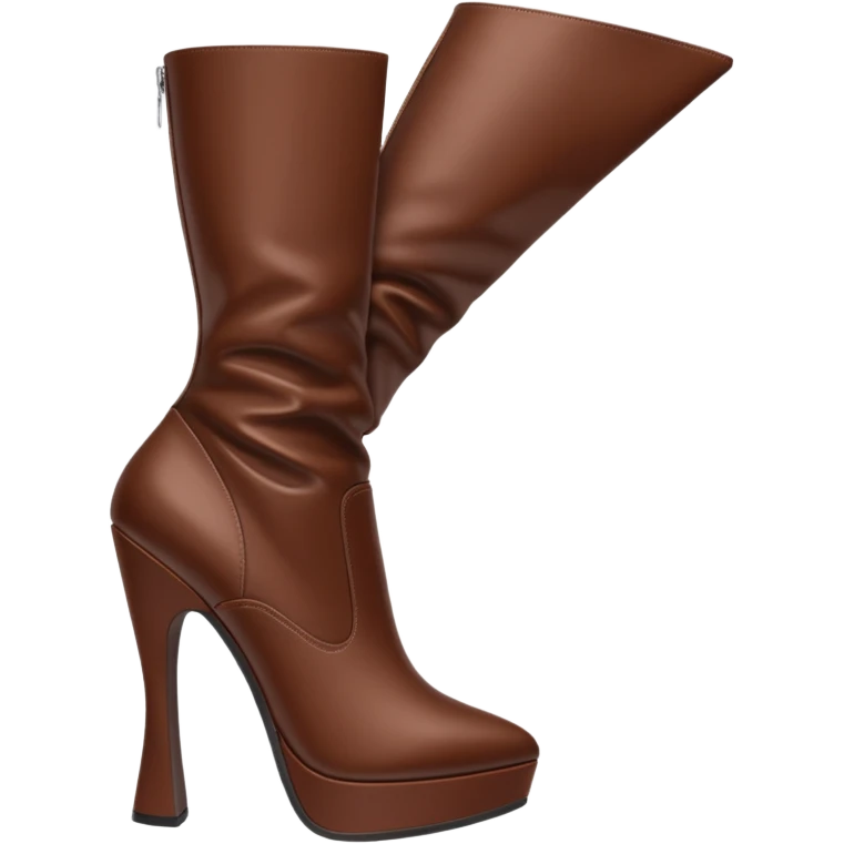 chocolate brown y2k heeled boots emoji