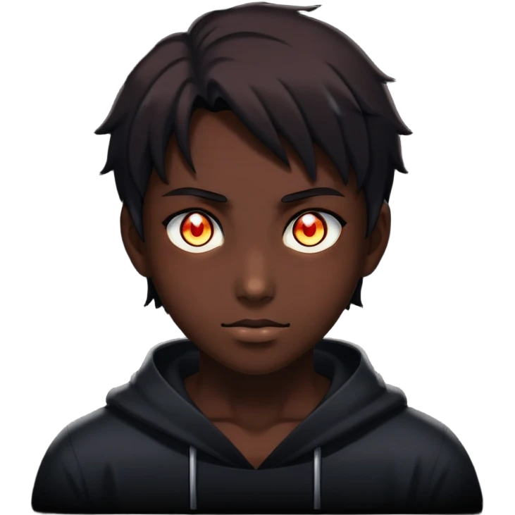 silhouette of a person with glowing eyes in darkness, mysterious anime character emoji