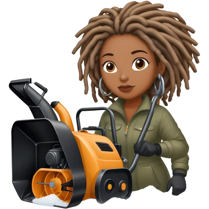 Black woman with locs snowblower  emoji