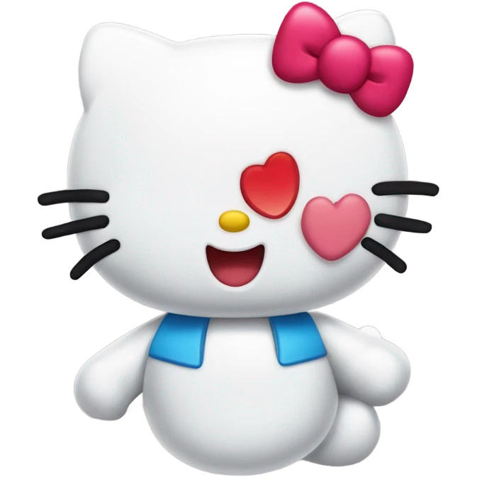 hello kitty winking and sticking out tounge holding up peace sign  emoji