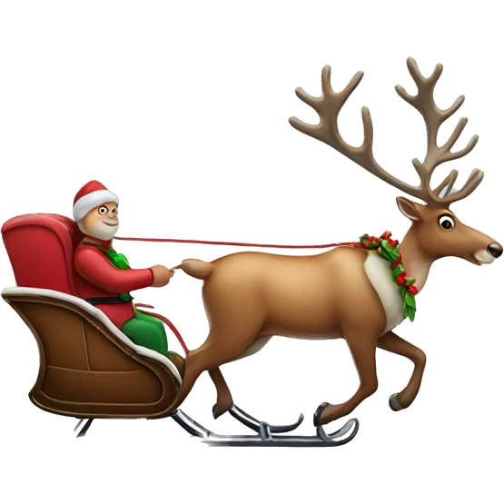 reindeer pulling sleigh  emoji