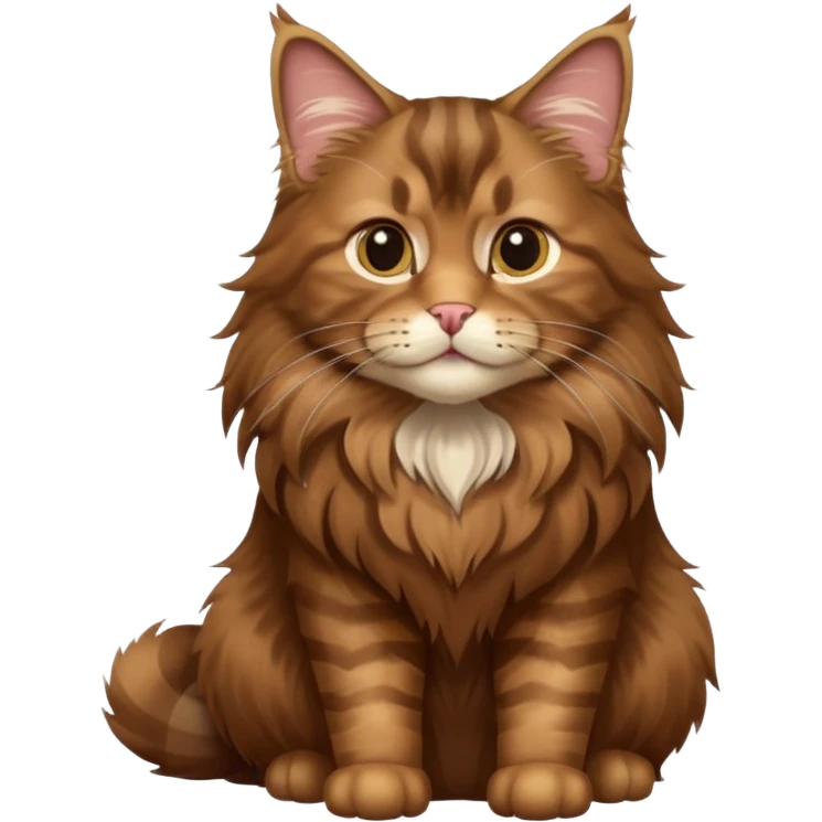 A high-resolution photo-realistic digital illustration of a brown maine coon cat, chest upward emoji