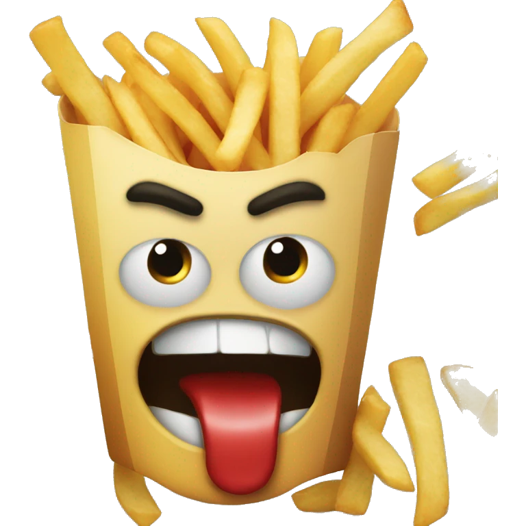 Angry face eating fries emoji