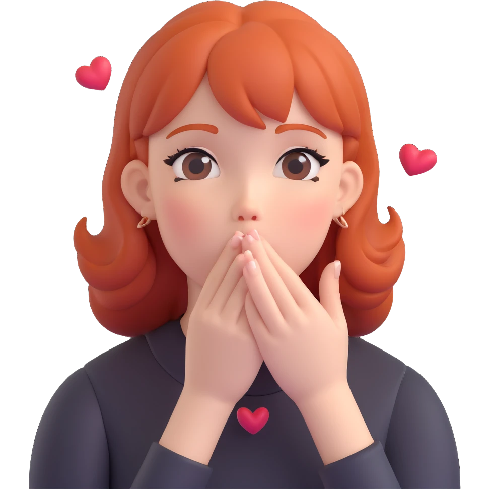 red headed girl blowing kisses emoji