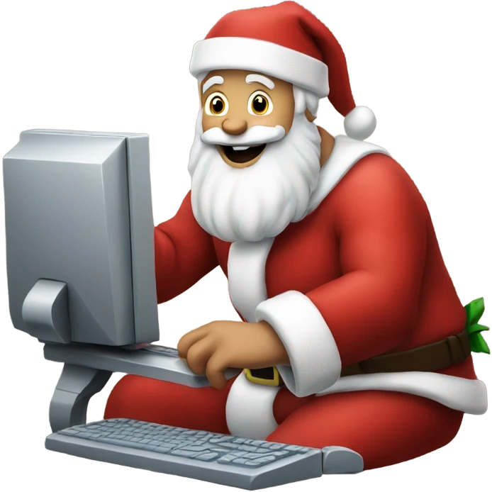 Santa playing computer  emoji