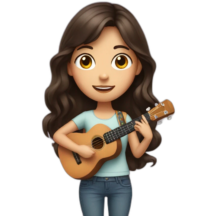 Brunette girl with ukulele emoji