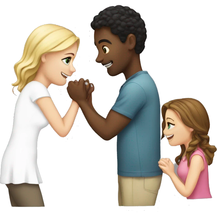 White girl proposing with ring to white girl emoji