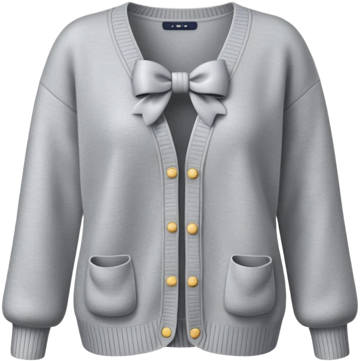 gray cardigan with bows, realistic 3d isolated emoji