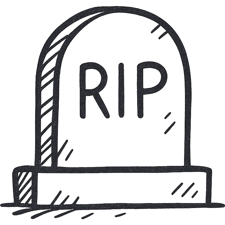 simple cartoon gravestone, light gray, minimal lines emoji