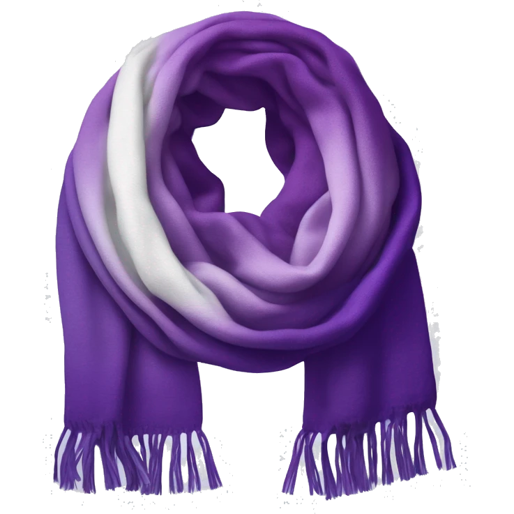 Realistic royal purple to white ombre winter scarf isolated. emoji