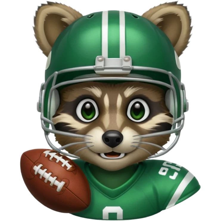 american football player raccoon green emoji