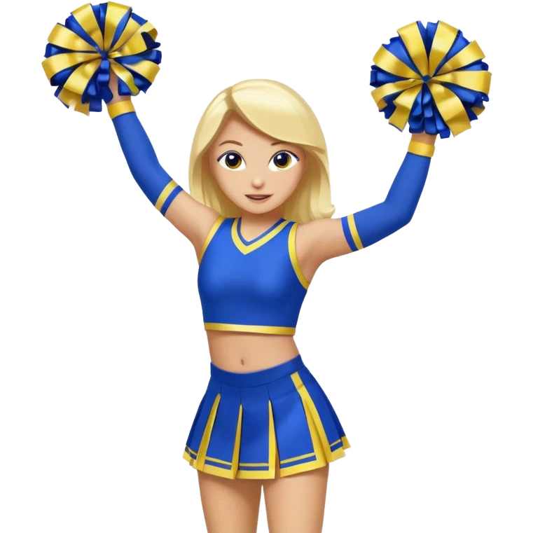 Sparklz cheer and Danz cheerleader with royal blue and highlighter yellow emoji