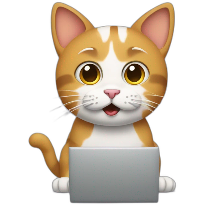 confused cat writing on a computer emoji