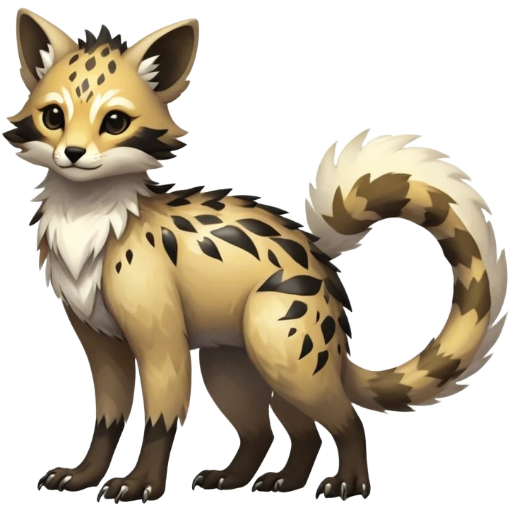 Epic Feral Rare Fantasy shiny cool fluffy Vernid-Trico-species-hybrid-animal by LiLaiRa, random markings, full body  emoji