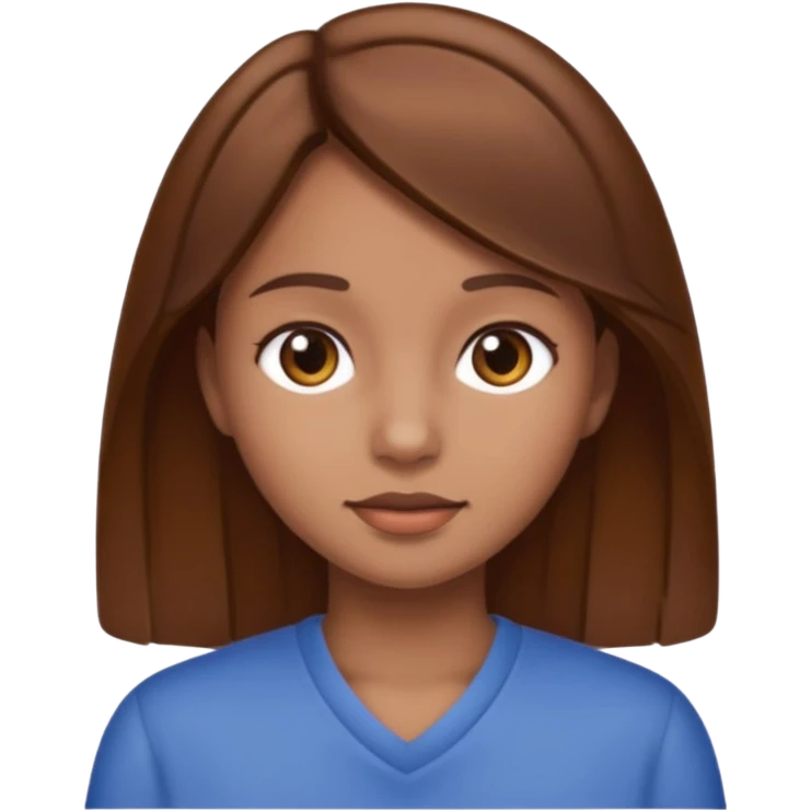 Girl with brown hair and normal skin tone emoji