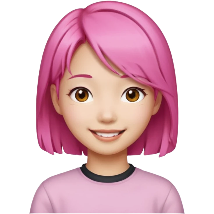 asian emoji girl  face with pink hair  emoji