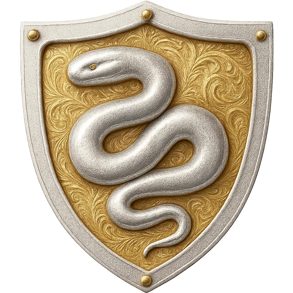 Recolor this shield to a very light metallic silver color with ornate gold engravings. Emphasize a bright, reflective silver finish and detailed gold engravings. Transparent background. emoji