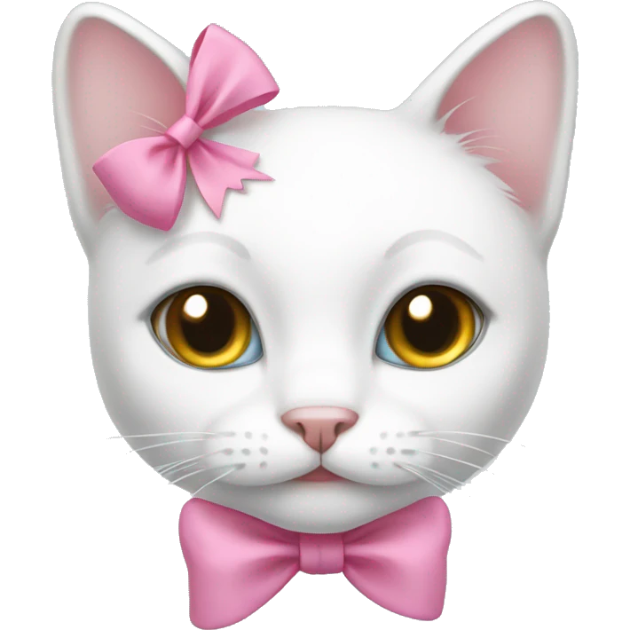 White cat with pink bow  emoji