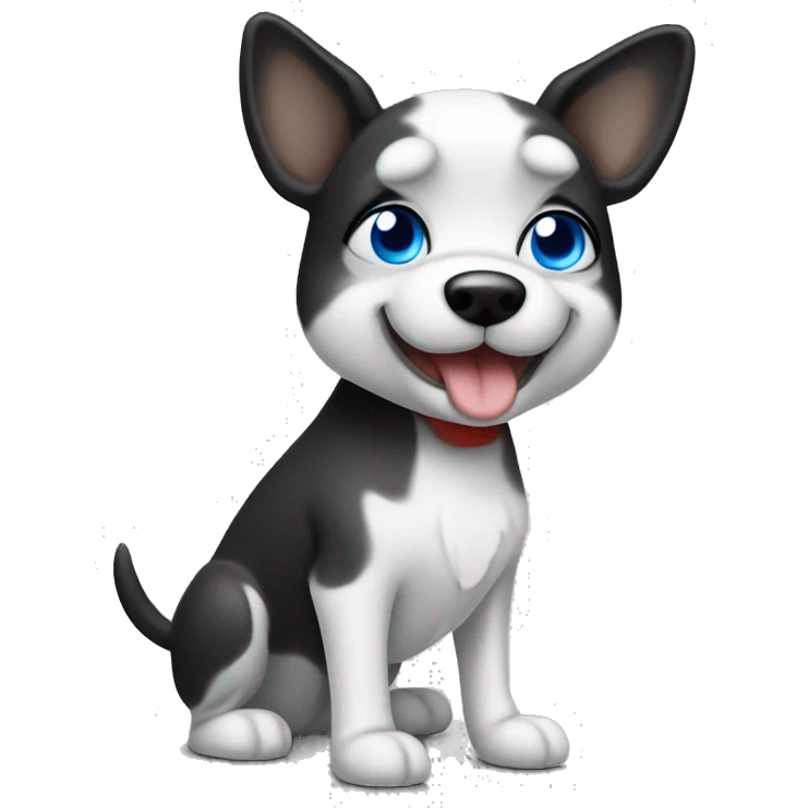 Black and white dog with blue eyes and pointy ears ￼ emoji