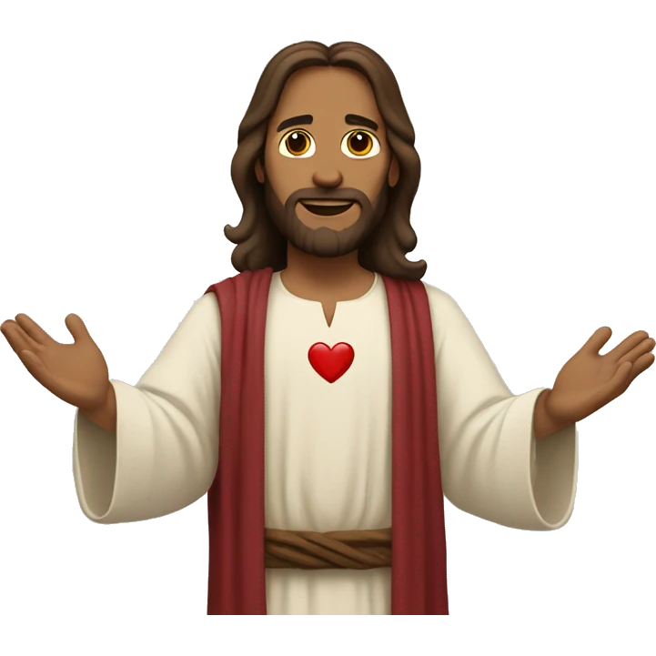 Jesus with heart hands emoji