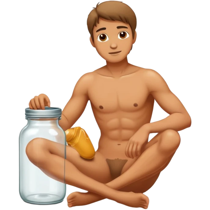 Naked man sitting on jar  emoji