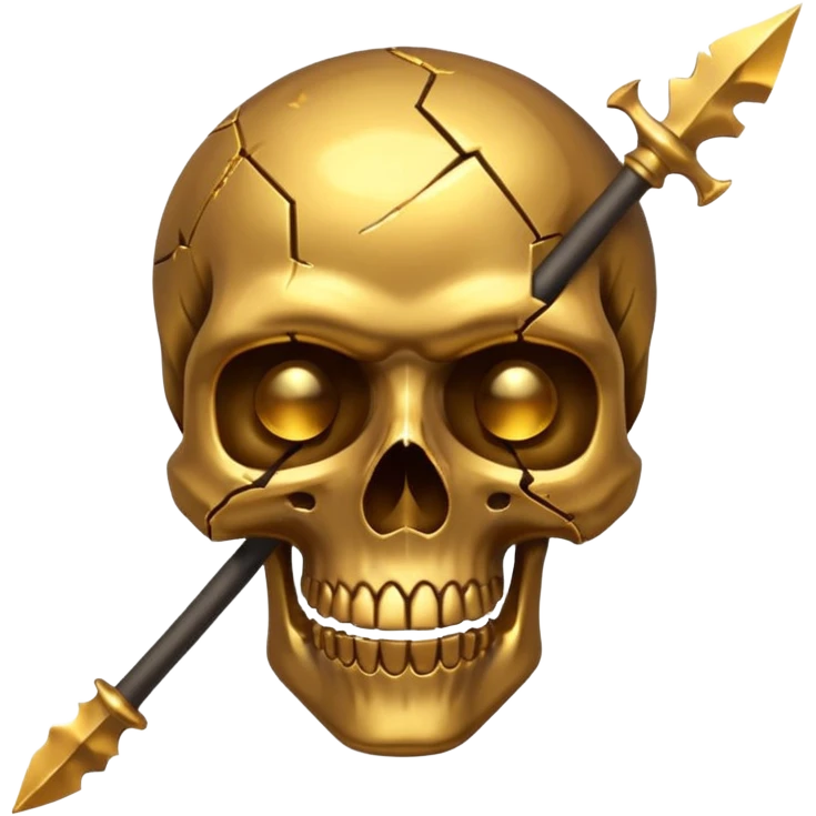 broken gold skull by a spear emoji