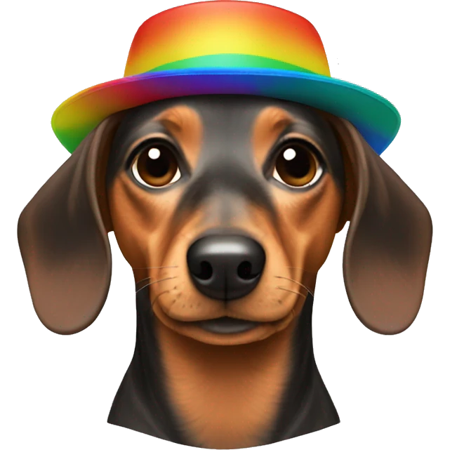 Dachshund rainbow propeller hat emoji