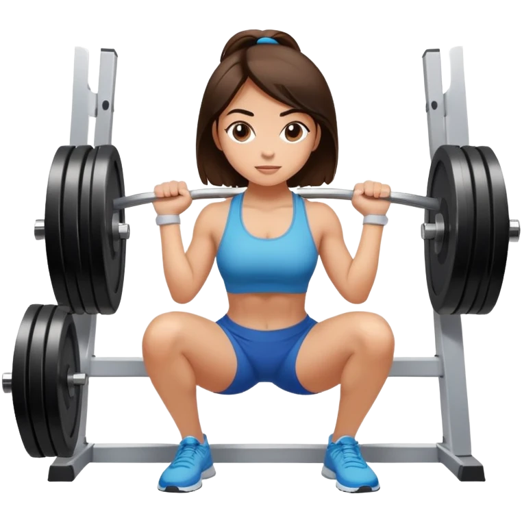 brunete girl doing squats with weight at the gym emoji
