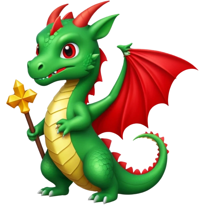 petit dragon avec un drapeau dans sa main emoji