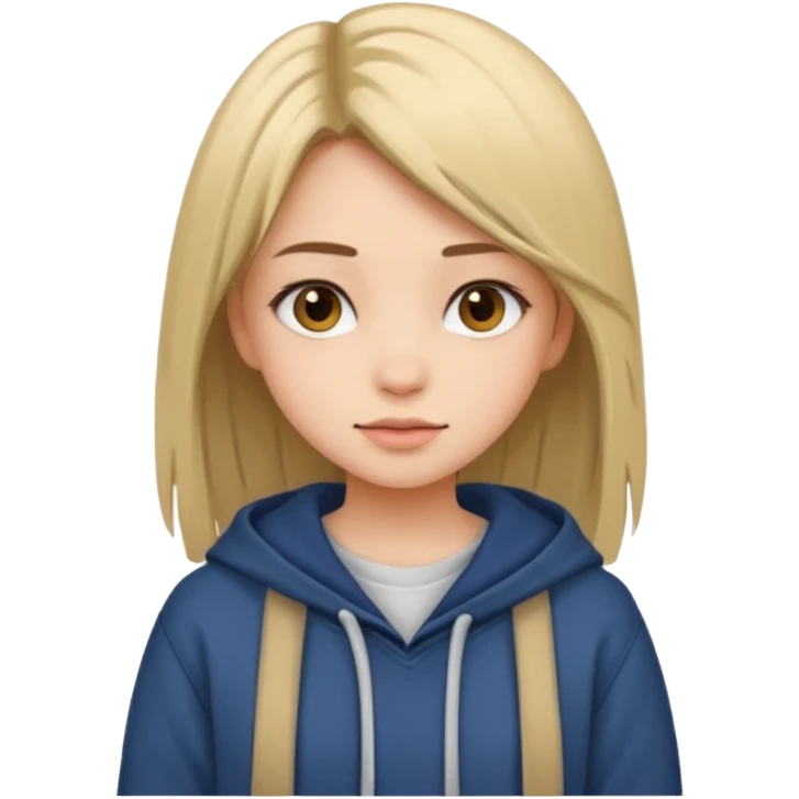 A pretty girl who has layered straight hair woth baggy clothing emoji
