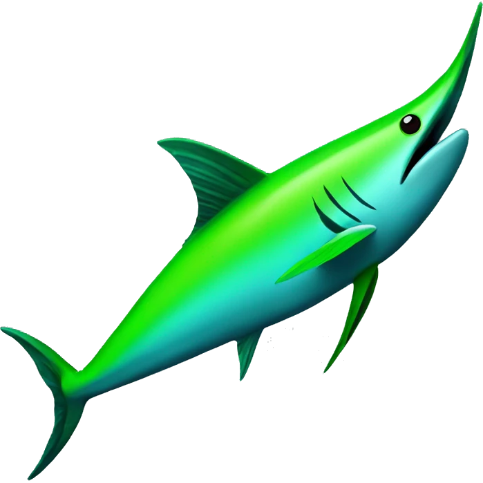 Neon green swordfish emoji