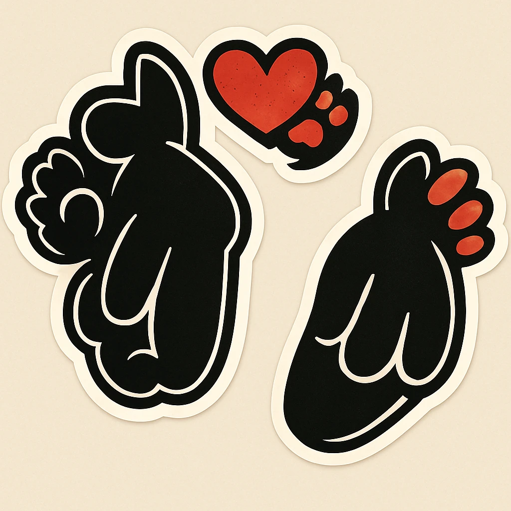 Make the puppy paws black, keep the heart and original style (original style was cartoonish stickers) emoji