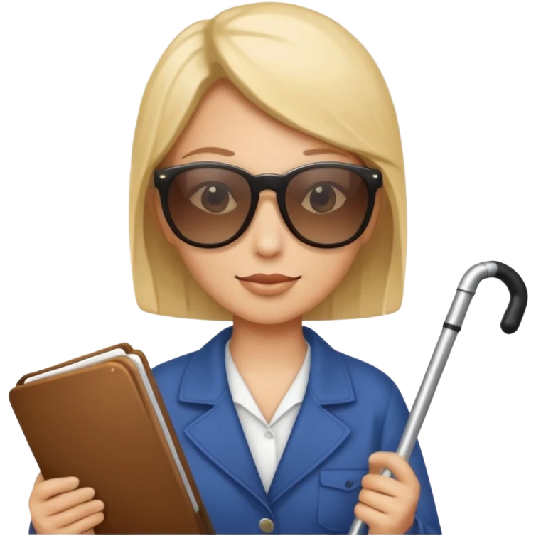 A blind person wearing sunglasses and holding a guide cane emoji