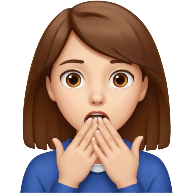 elleri ağzında şaşrımıs bir kız çocuğu emoji