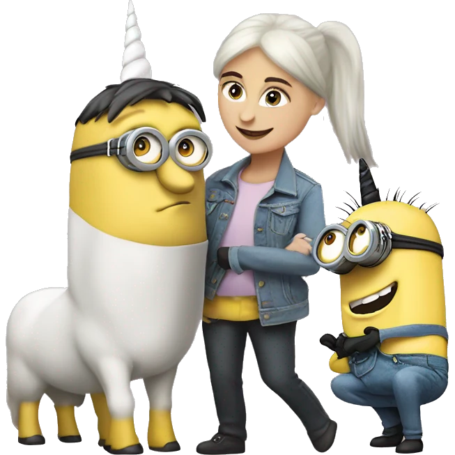 ￼ a minion with the unicorn emoji