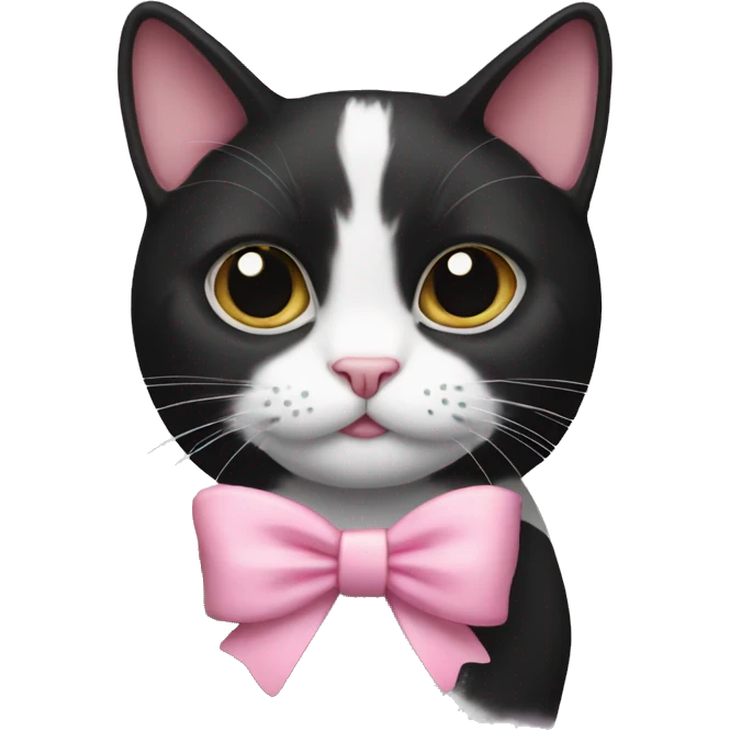 Tuxedo cat with pink bow emoji