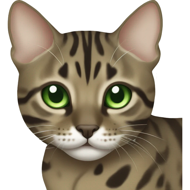 Sepia charcoal Bengal cat with Green eyes  emoji