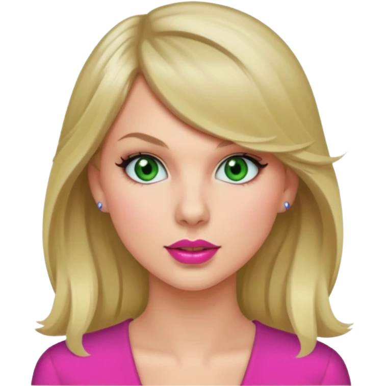 Taylor Swift green eyes blond long hair pink lipstick  emoji