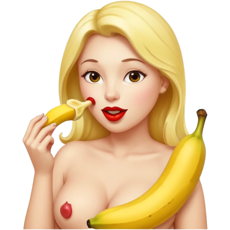 nude woman with big breasts licking a banana emoji
