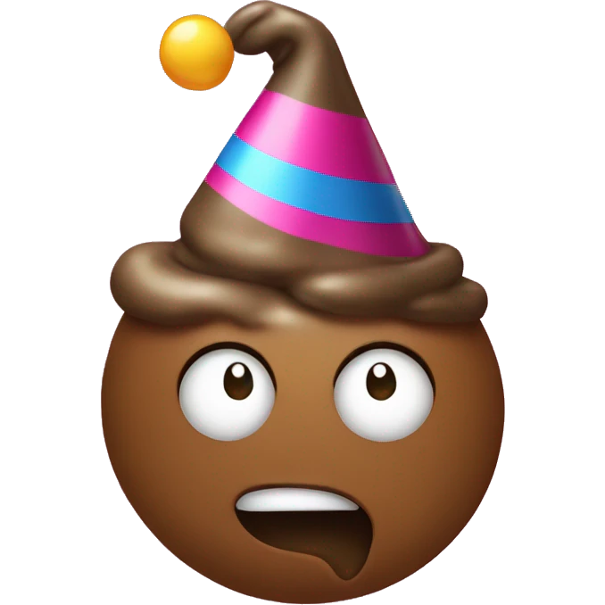 Poop emoji with party hat emoji