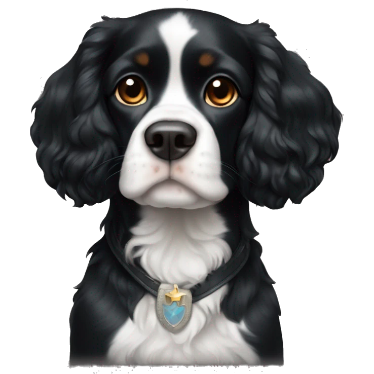 Small all black king spaniel with white on chest emoji