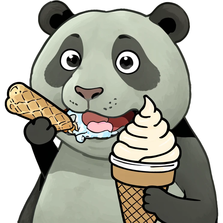 Panda eating ice cream emoji
