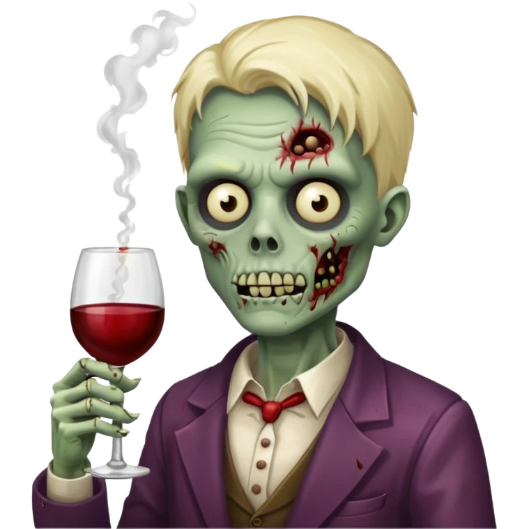 курящий зомби с бутылкой вина emoji