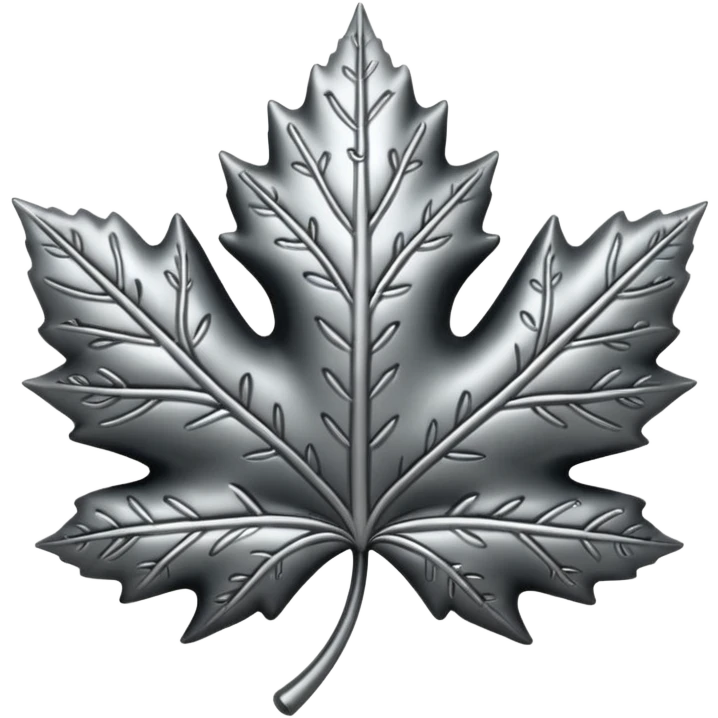 Black and silver filigree maple leaf, 3D, extremely detailed design emoji