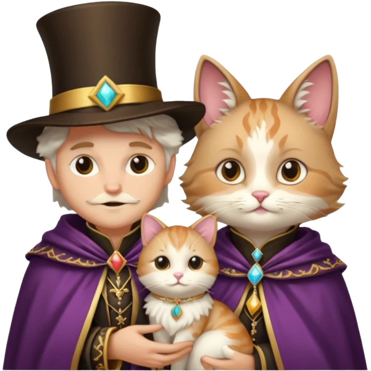 magician couple and their pet cat emoji