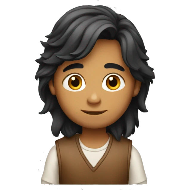 indian boy with long hair studying emoji